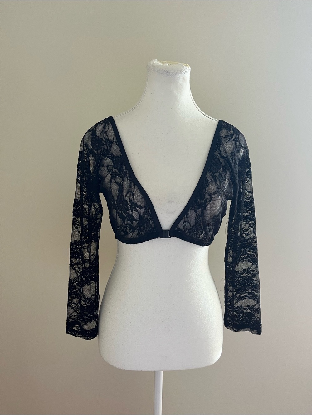 Black Lace Long-Sleeve Bralette - Women Intimates